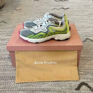 Acne sneakers with printed design and neon accents!